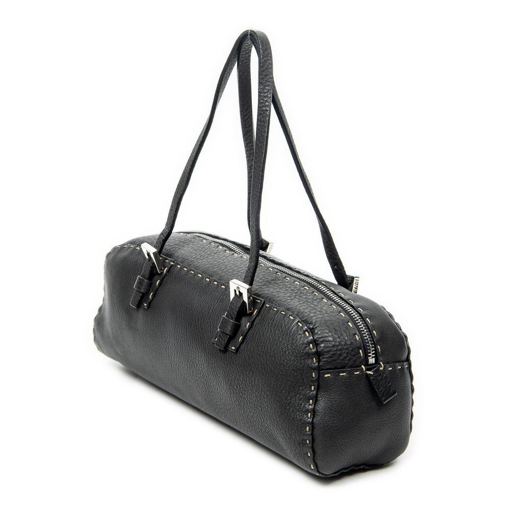 Shoulder Bag Mini Bowling Black Selleria Leather