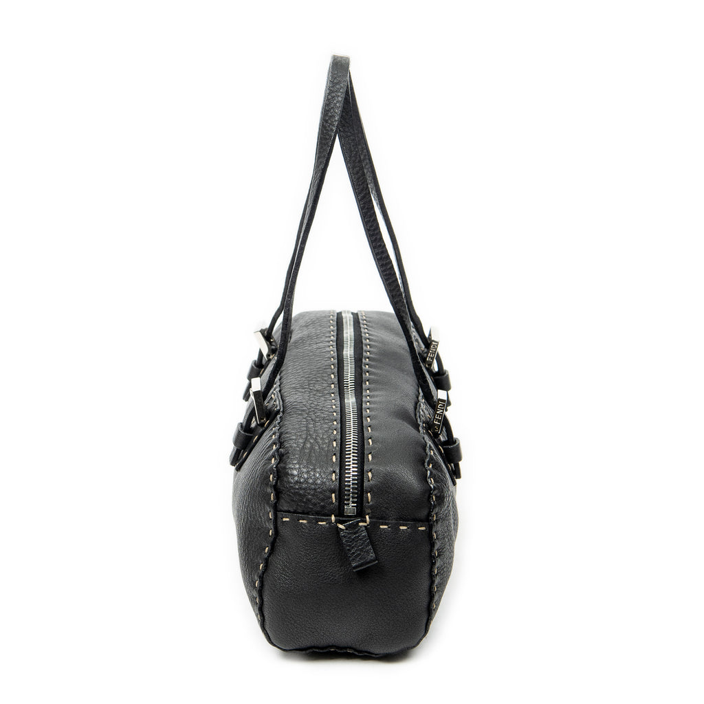 Shoulder Bag Mini Bowling Black Selleria Leather