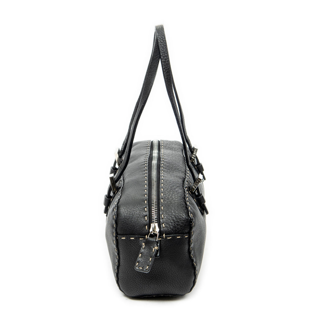 Shoulder Bag Mini Bowling Black Selleria Leather