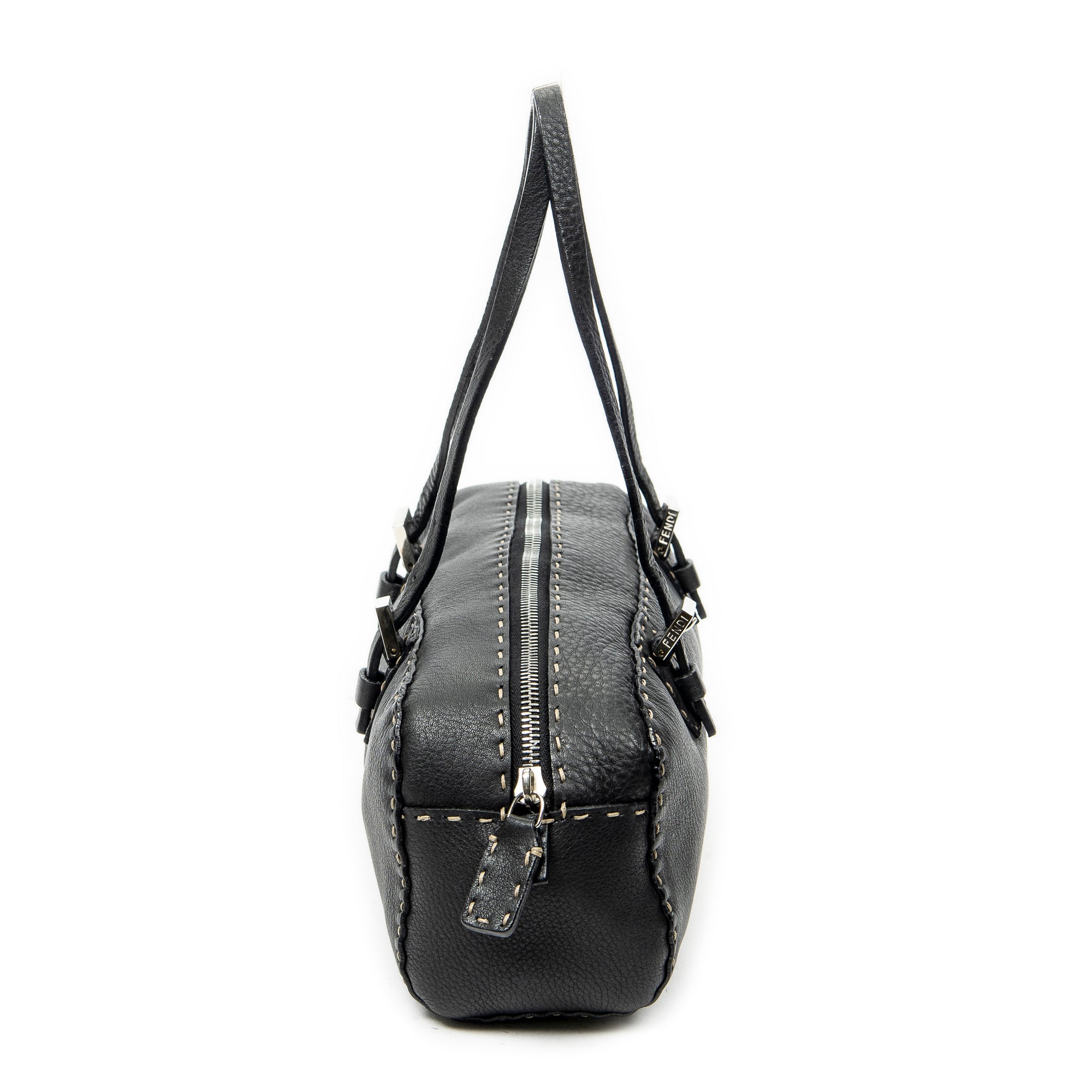 Shoulder Bag Mini Bowling Black Selleria Leather