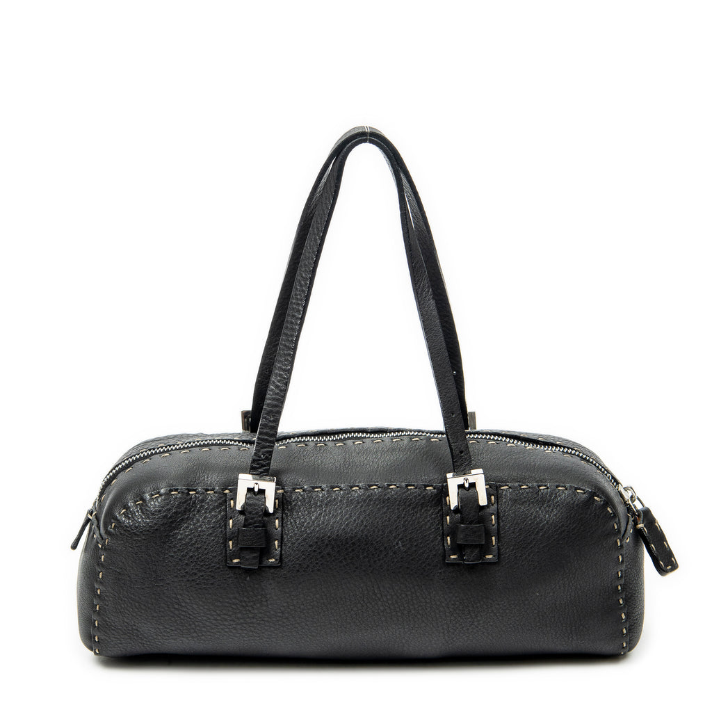 Shoulder Bag Mini Bowling Black Selleria Leather
