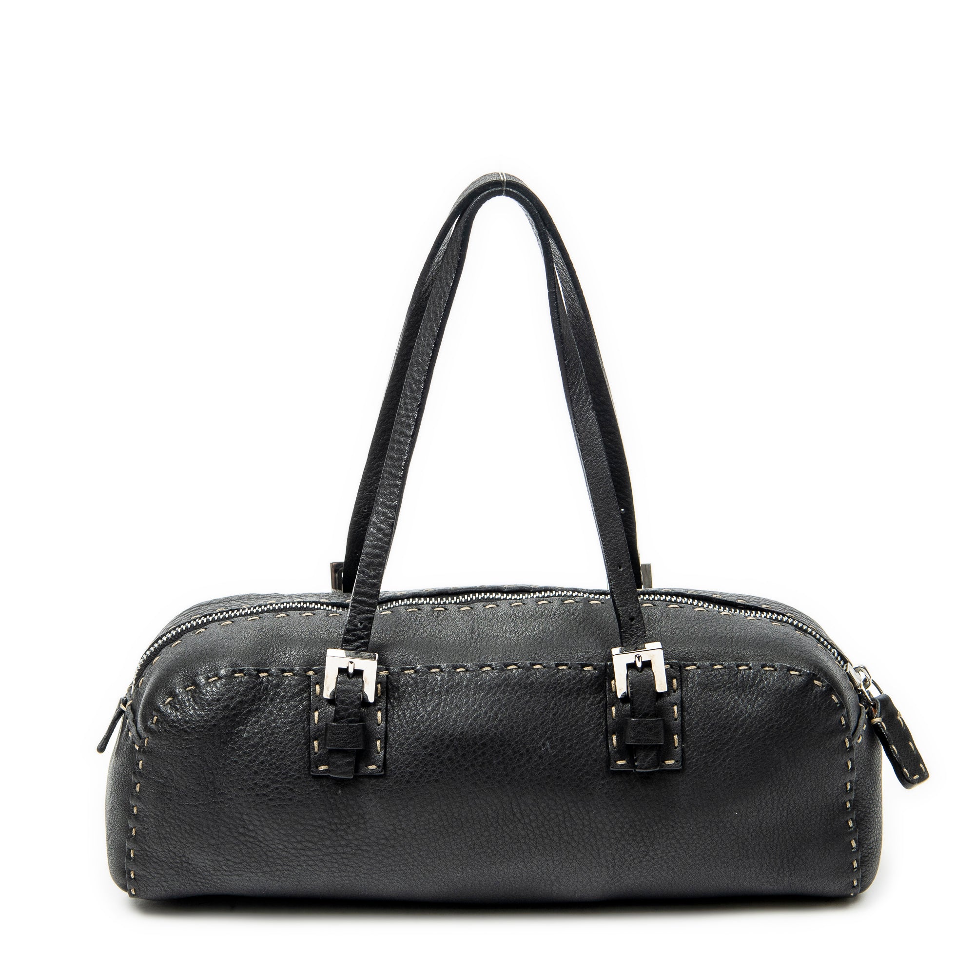 Shoulder Bag Mini Bowling Black Selleria Leather