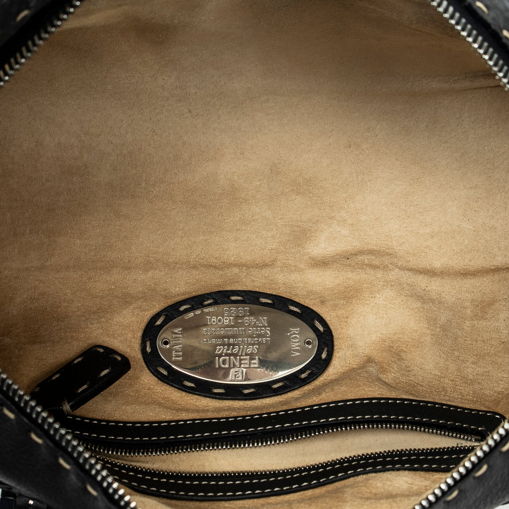 Shoulder Bag Mini Bowling Black Selleria Leather