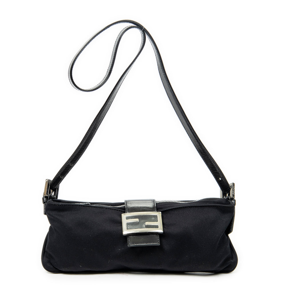 Shoulder Bag Rectangular Zip Pochette Black Jersey Canvas