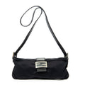 Shoulder Bag Rectangular Zip Pochette Black Jersey Canvas