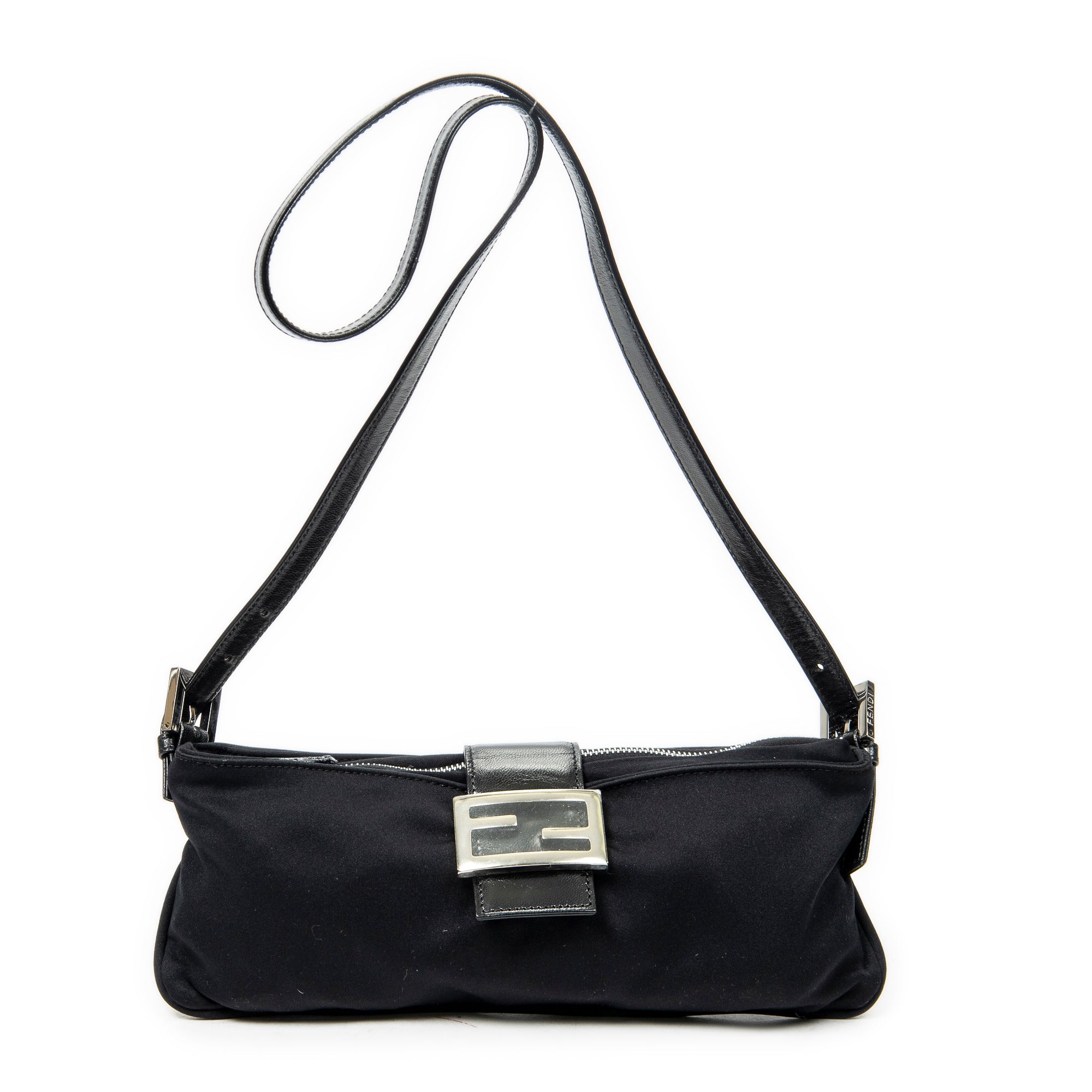 Shoulder Bag Rectangular Zip Pochette Black Jersey Canvas