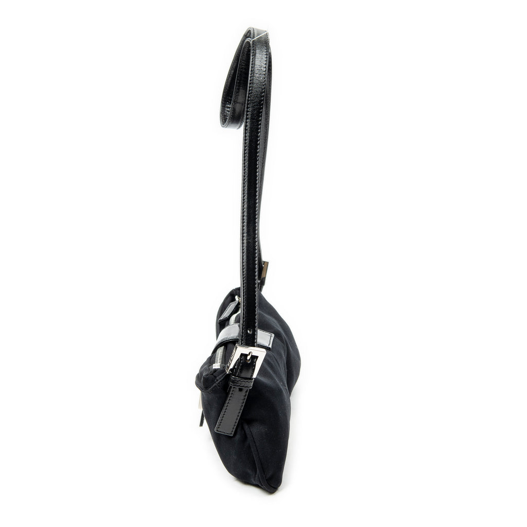 Shoulder Bag Rectangular Zip Pochette Black Jersey Canvas