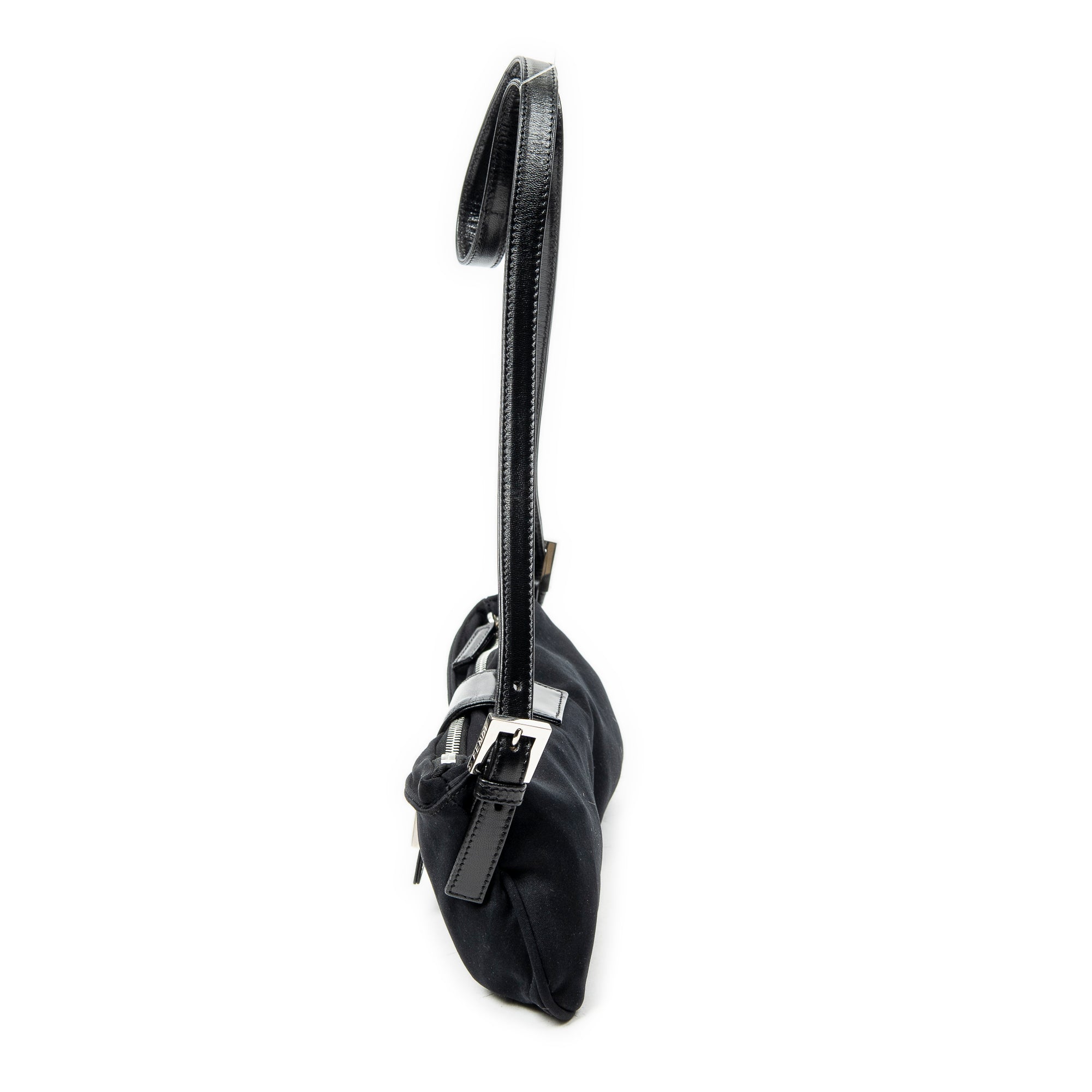 Shoulder Bag Rectangular Zip Pochette Black Jersey Canvas