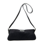 Shoulder Bag Rectangular Zip Pochette Black Jersey Canvas