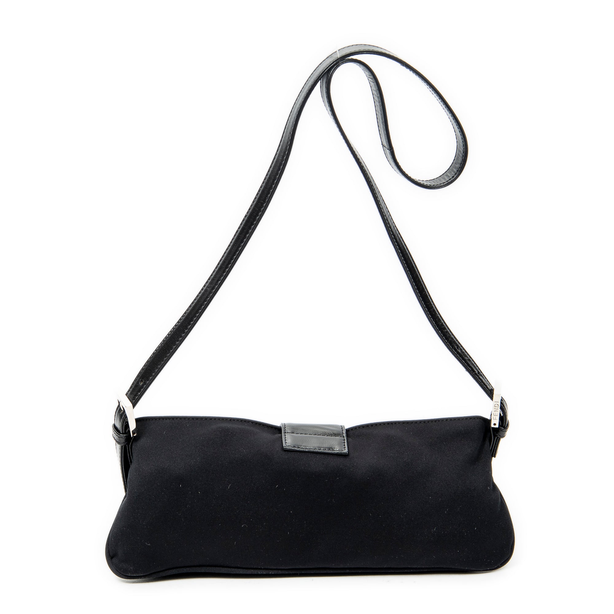 Shoulder Bag Rectangular Zip Pochette Black Jersey Canvas