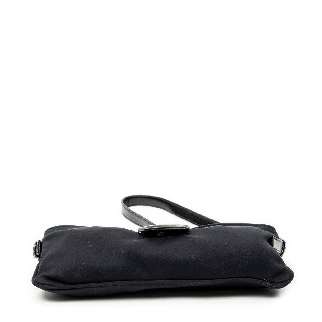 Shoulder Bag Rectangular Zip Pochette Black Jersey Canvas