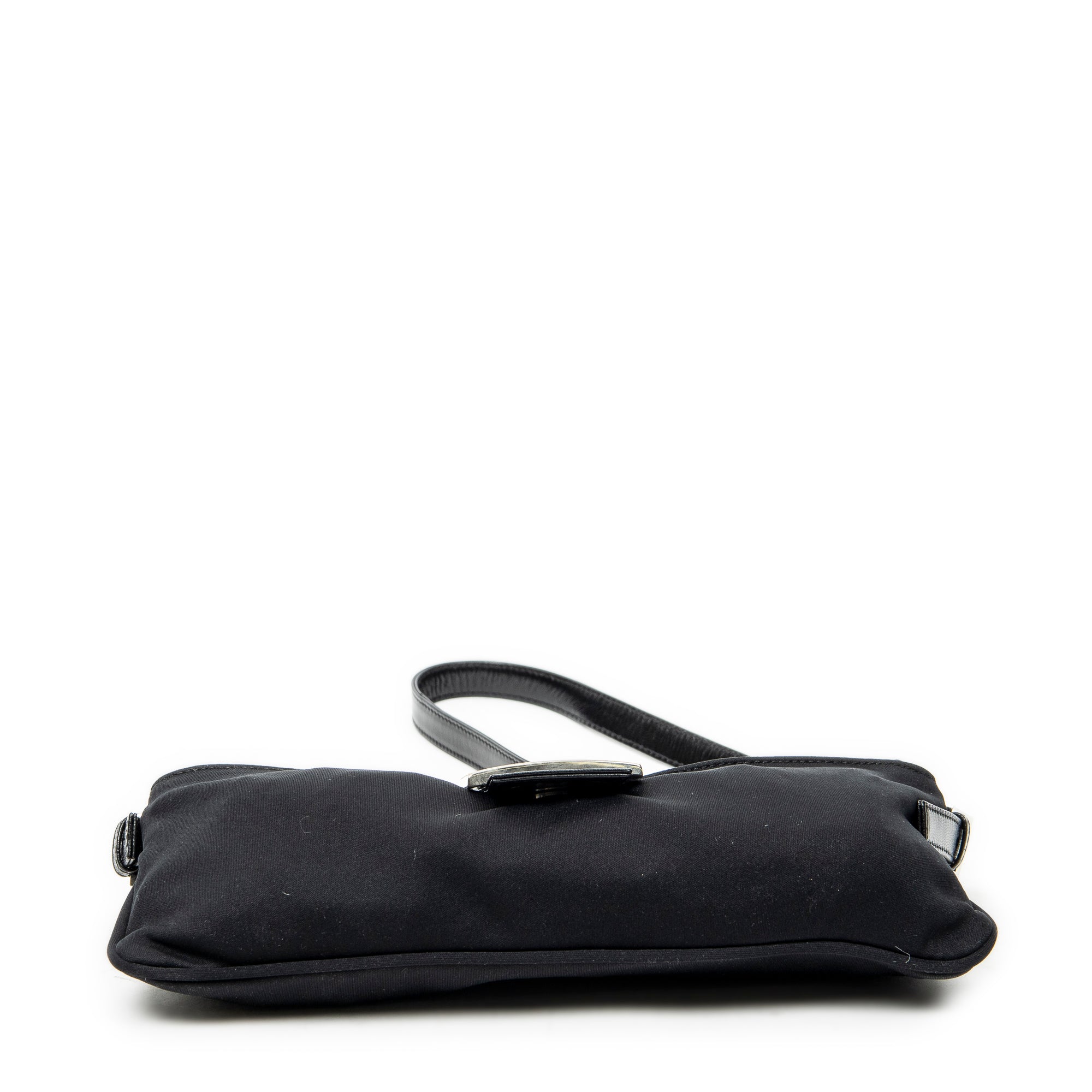 Shoulder Bag Rectangular Zip Pochette Black Jersey Canvas