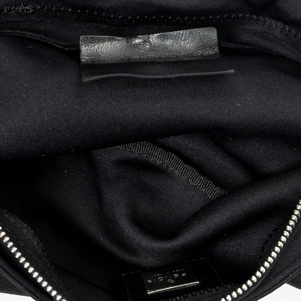 Shoulder Bag Rectangular Zip Pochette Black Jersey Canvas