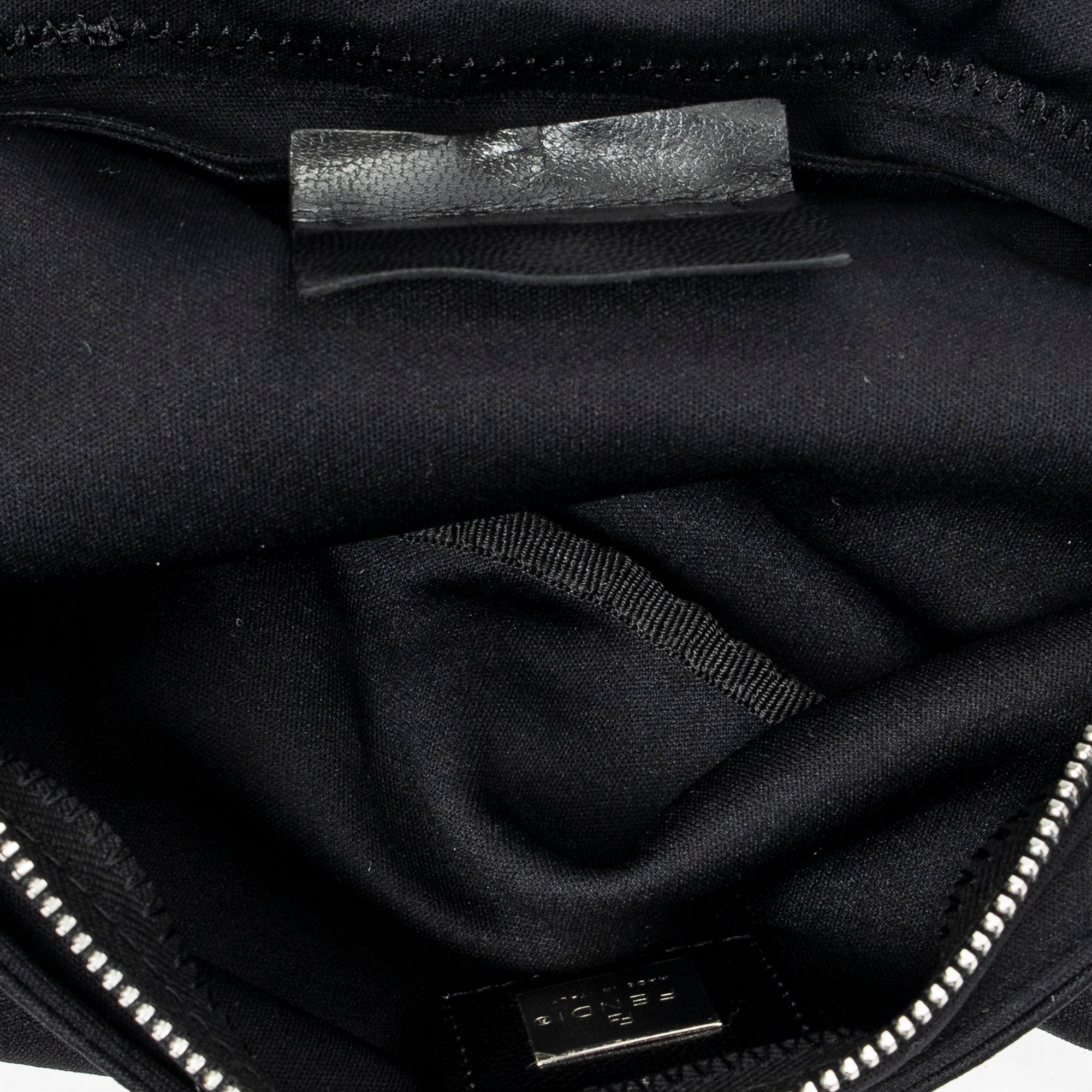 Shoulder Bag Rectangular Zip Pochette Black Jersey Canvas