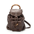 Backpack Mini Bamboo Backpack Dark Brown Calfskin Leather