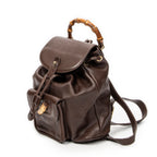 Backpack Mini Bamboo Backpack Dark Brown Calfskin Leather
