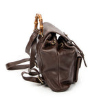 Backpack Mini Bamboo Backpack Dark Brown Calfskin Leather