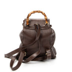 Backpack Mini Bamboo Backpack Dark Brown Calfskin Leather