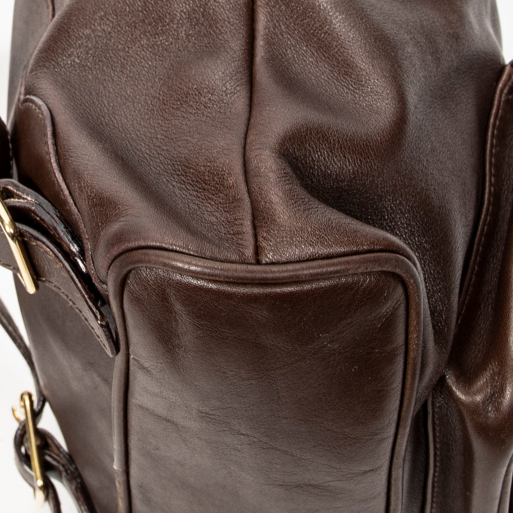 Backpack Mini Bamboo Backpack Dark Brown Calfskin Leather