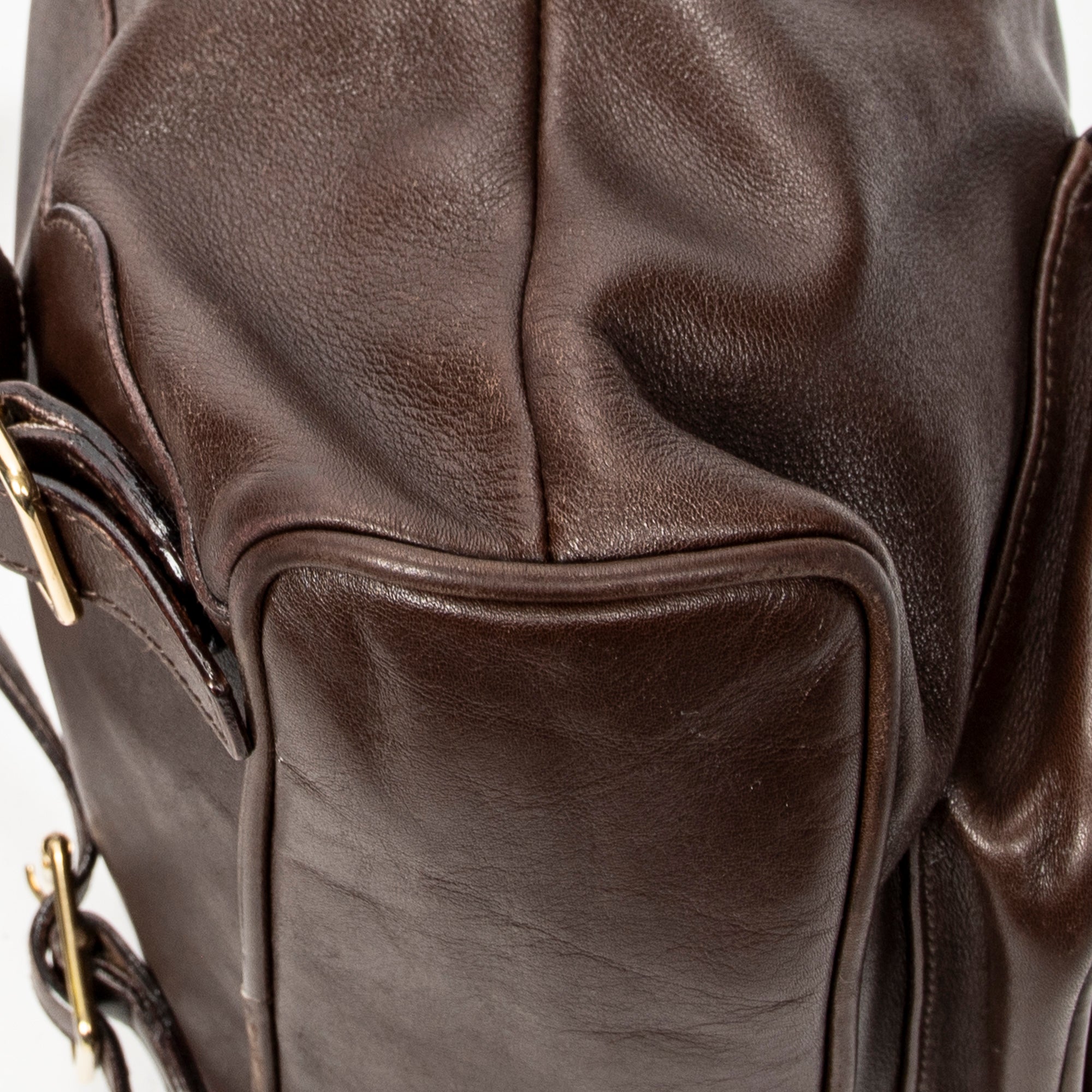Backpack Mini Bamboo Backpack Dark Brown Calfskin Leather