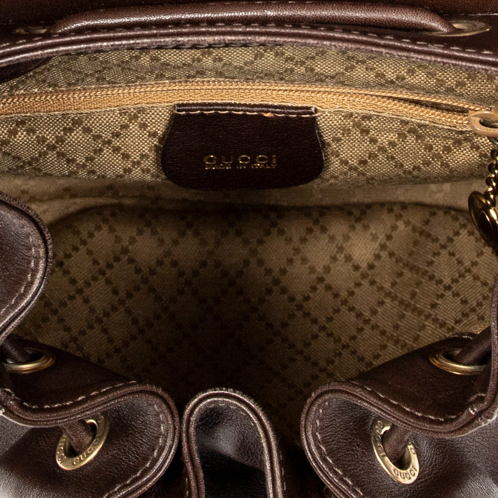 Backpack Mini Bamboo Backpack Dark Brown Calfskin Leather