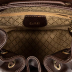 Backpack Mini Bamboo Backpack Dark Brown Calfskin Leather
