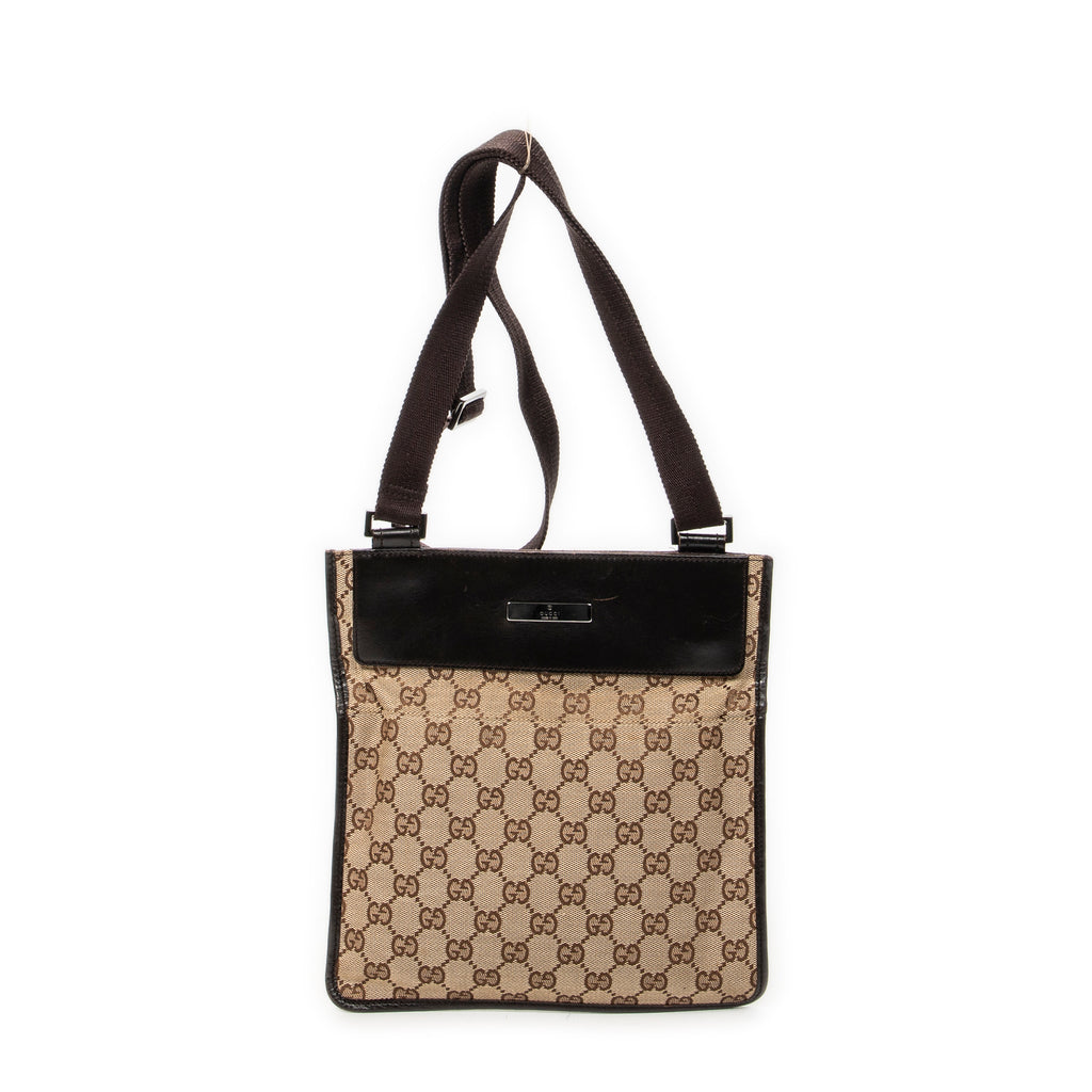 Bandolera plana pequeña Monogram Dark Brown