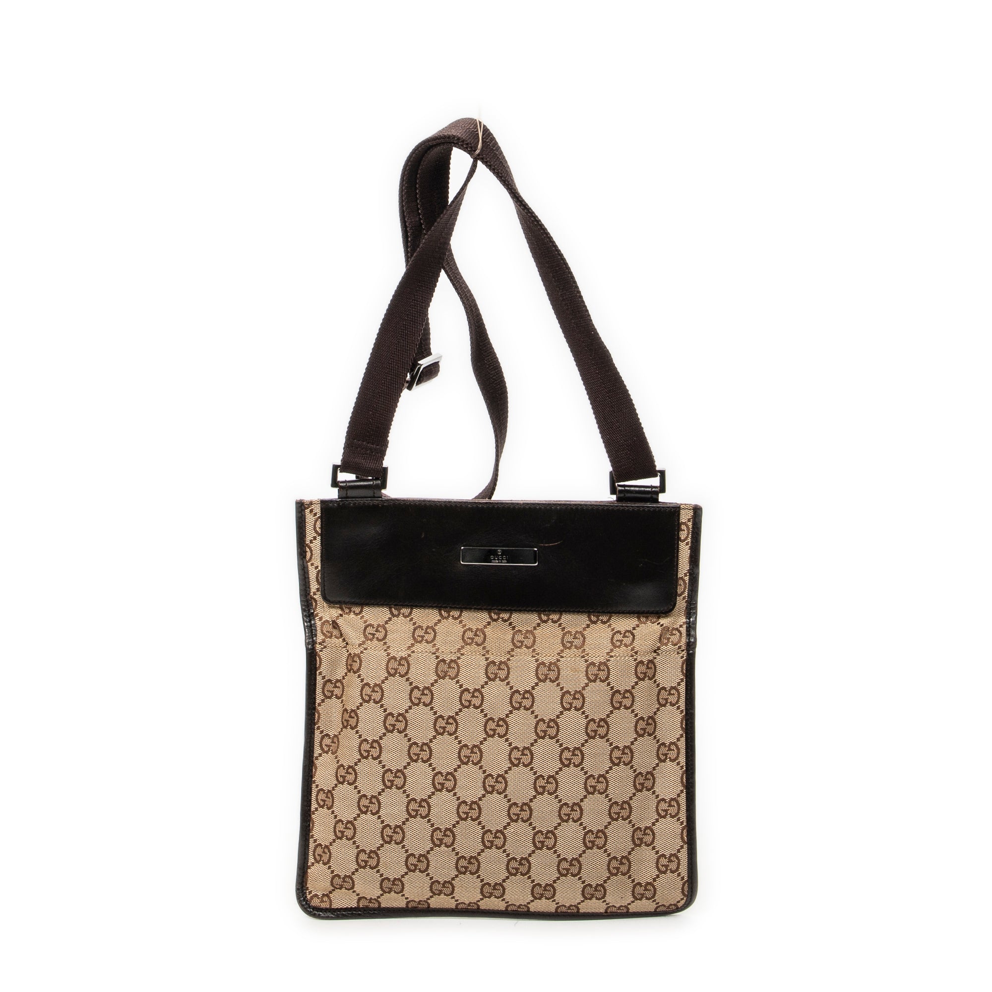 Bandolera plana pequeña Monogram Dark Brown