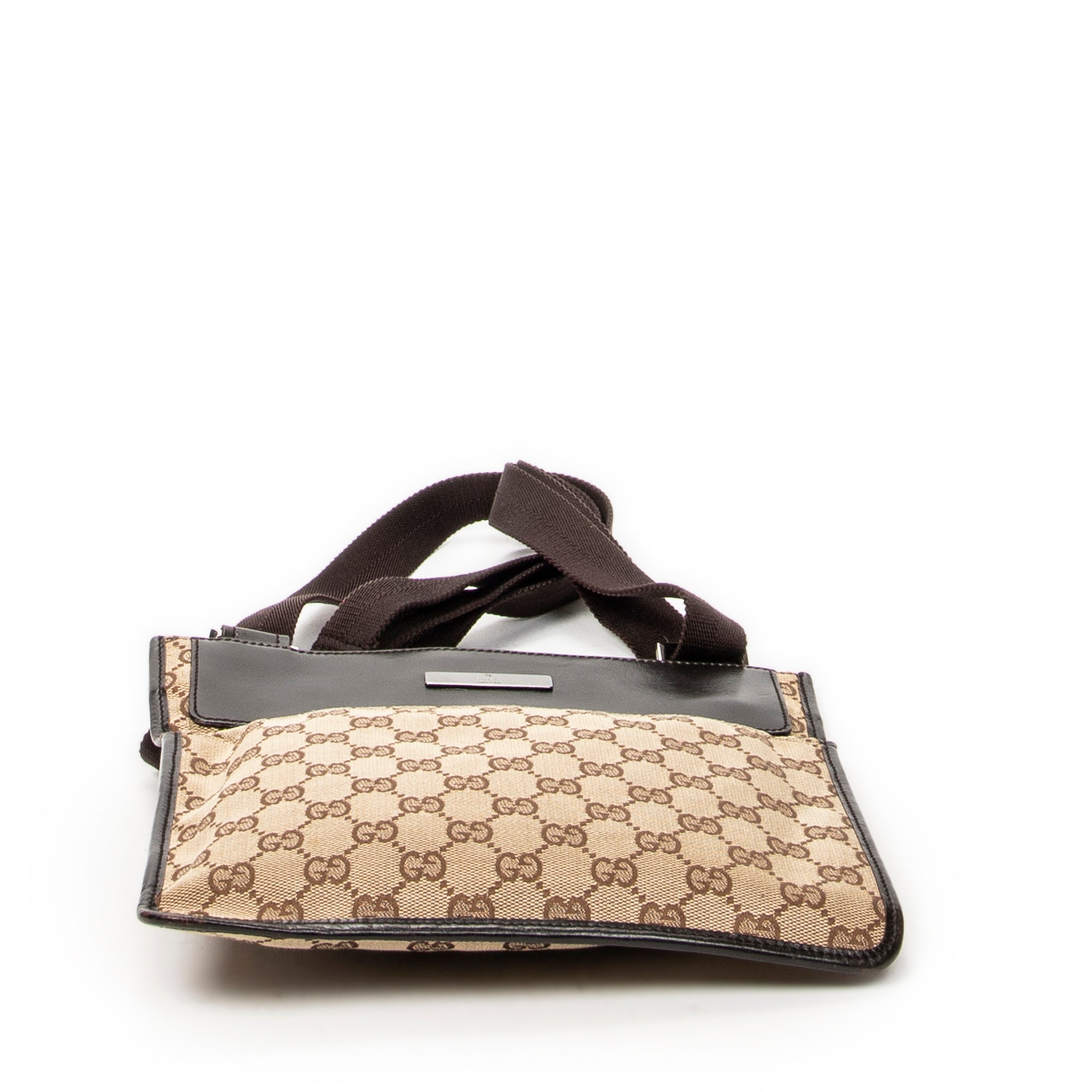 Shoulder Bag Small Flat Messenger Dark Brown Monogrammed Canvas
