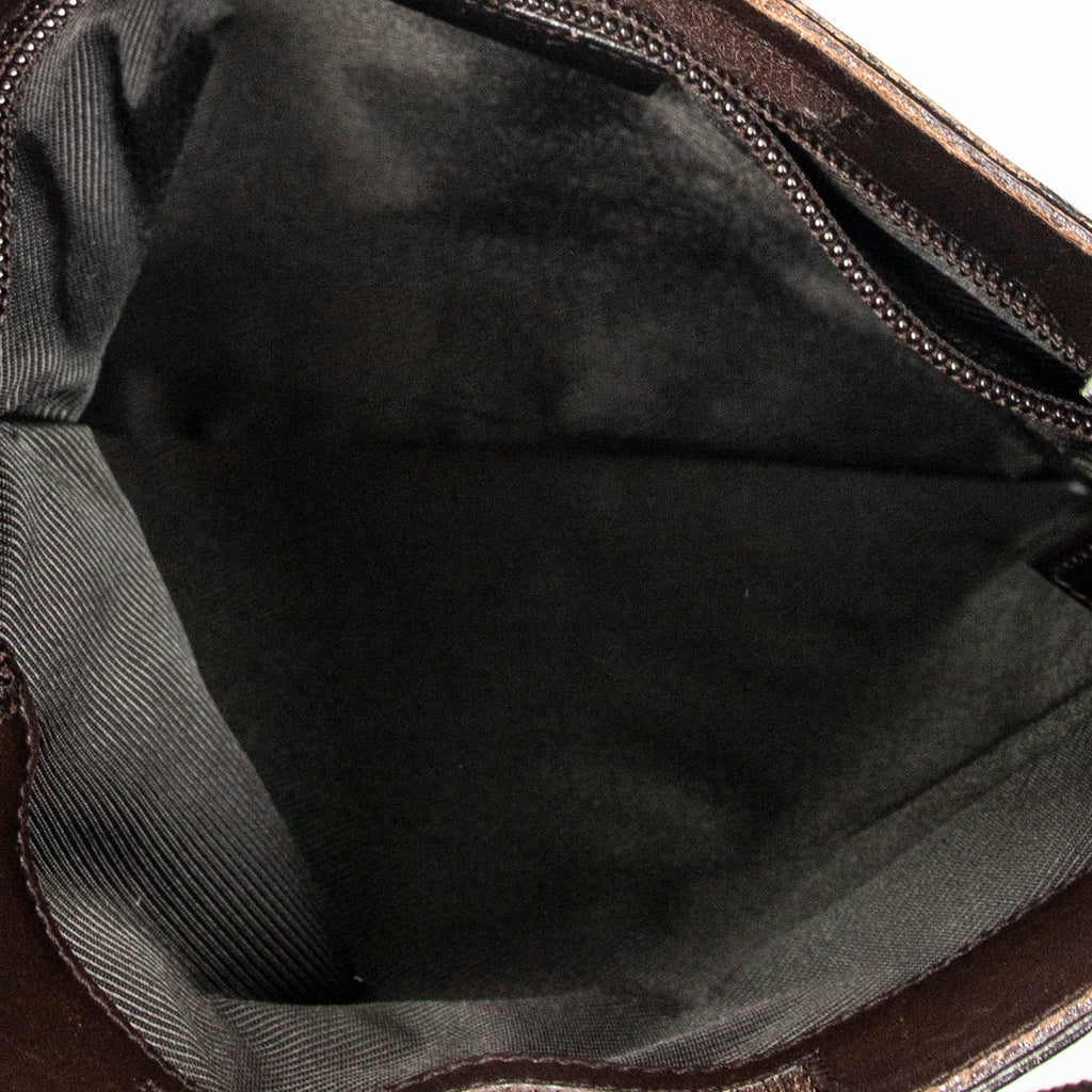 Shoulder Bag Small Flat Messenger Dark Brown Monogrammed Canvas