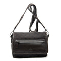 Shoulder Bag Front Pocket Flap Crossbody Dark Brown Monogrammed Denim Canvas