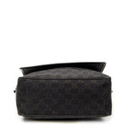 Shoulder Bag Front Pocket Flap Crossbody Dark Brown Monogrammed Denim Canvas