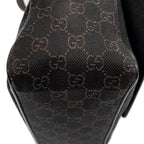 Shoulder Bag Front Pocket Flap Crossbody Dark Brown Monogrammed Denim Canvas