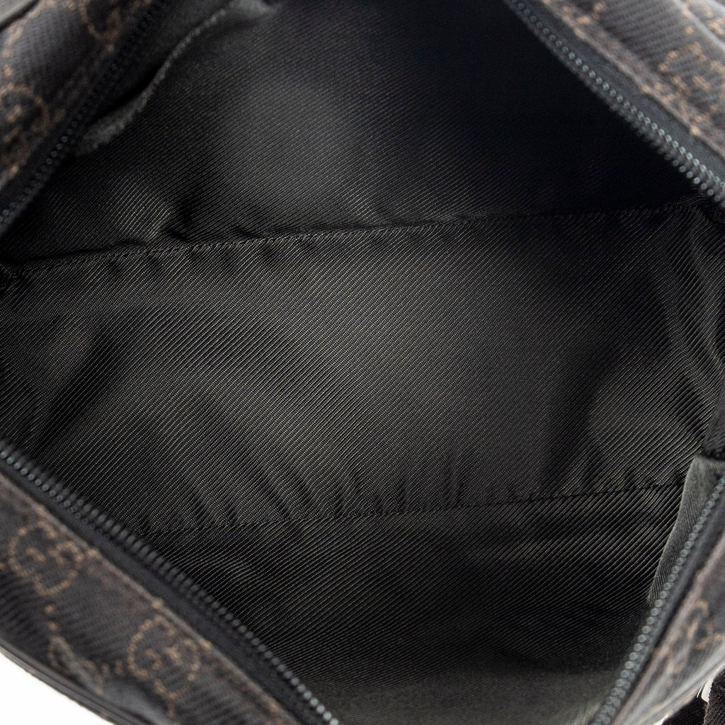Shoulder Bag Front Pocket Flap Crossbody Dark Brown Monogrammed Denim Canvas