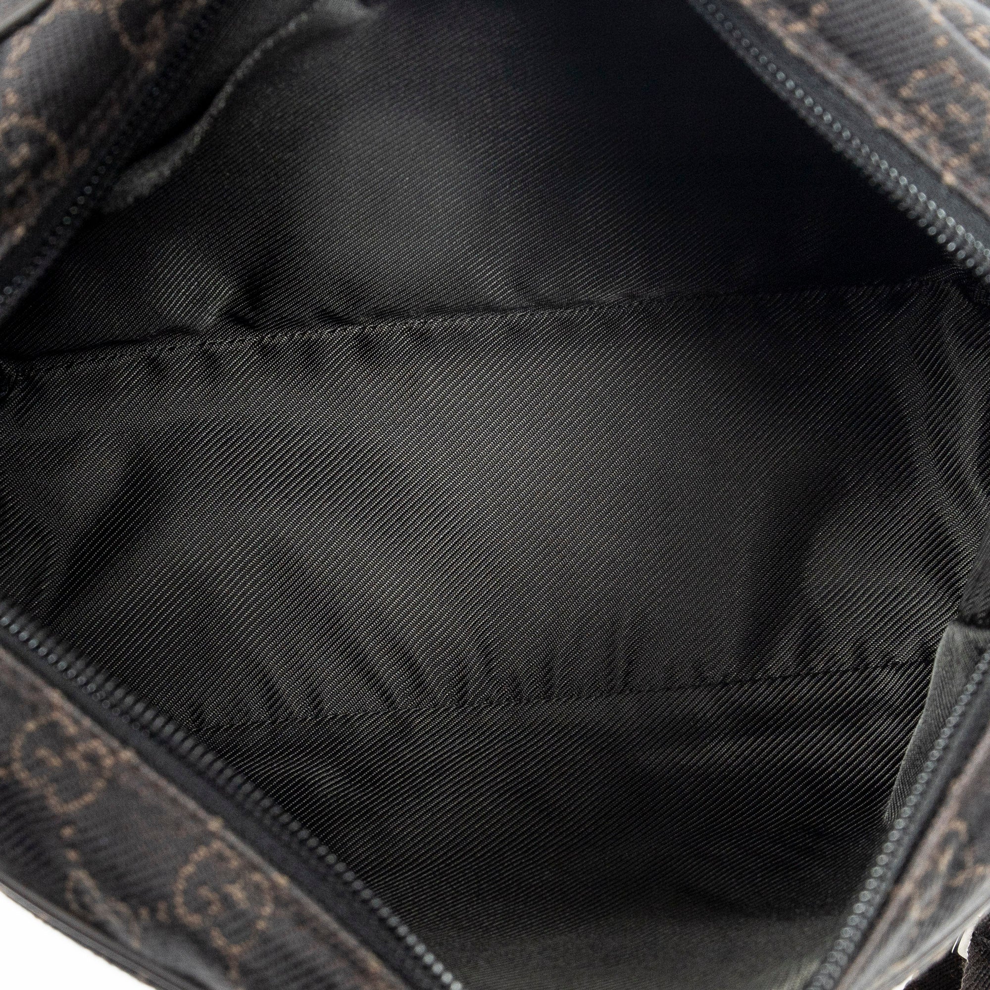 Shoulder Bag Front Pocket Flap Crossbody Dark Brown Monogrammed Denim Canvas