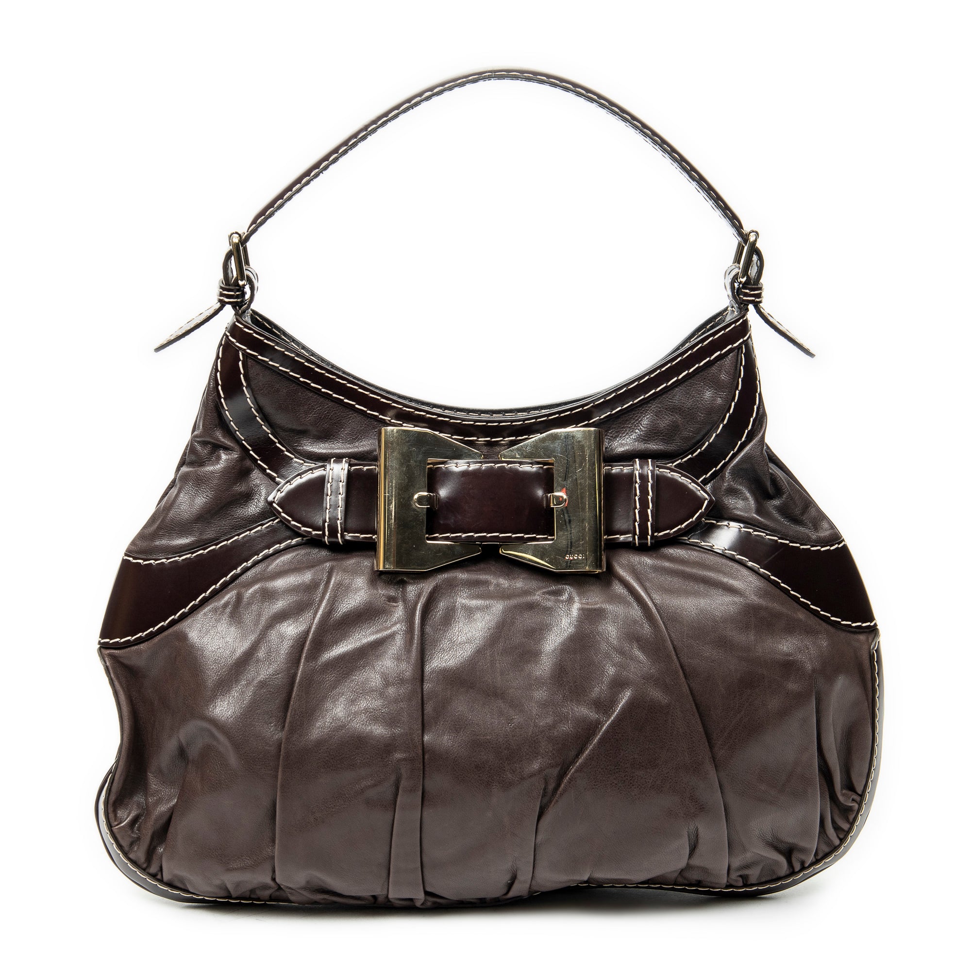 Shoulder Bag Large Queen Hobo Dark Brown Calfskin Leather