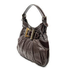 Shoulder Bag Large Queen Hobo Dark Brown Calfskin Leather