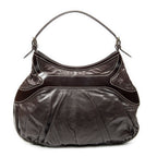 Shoulder Bag Large Queen Hobo Dark Brown Calfskin Leather
