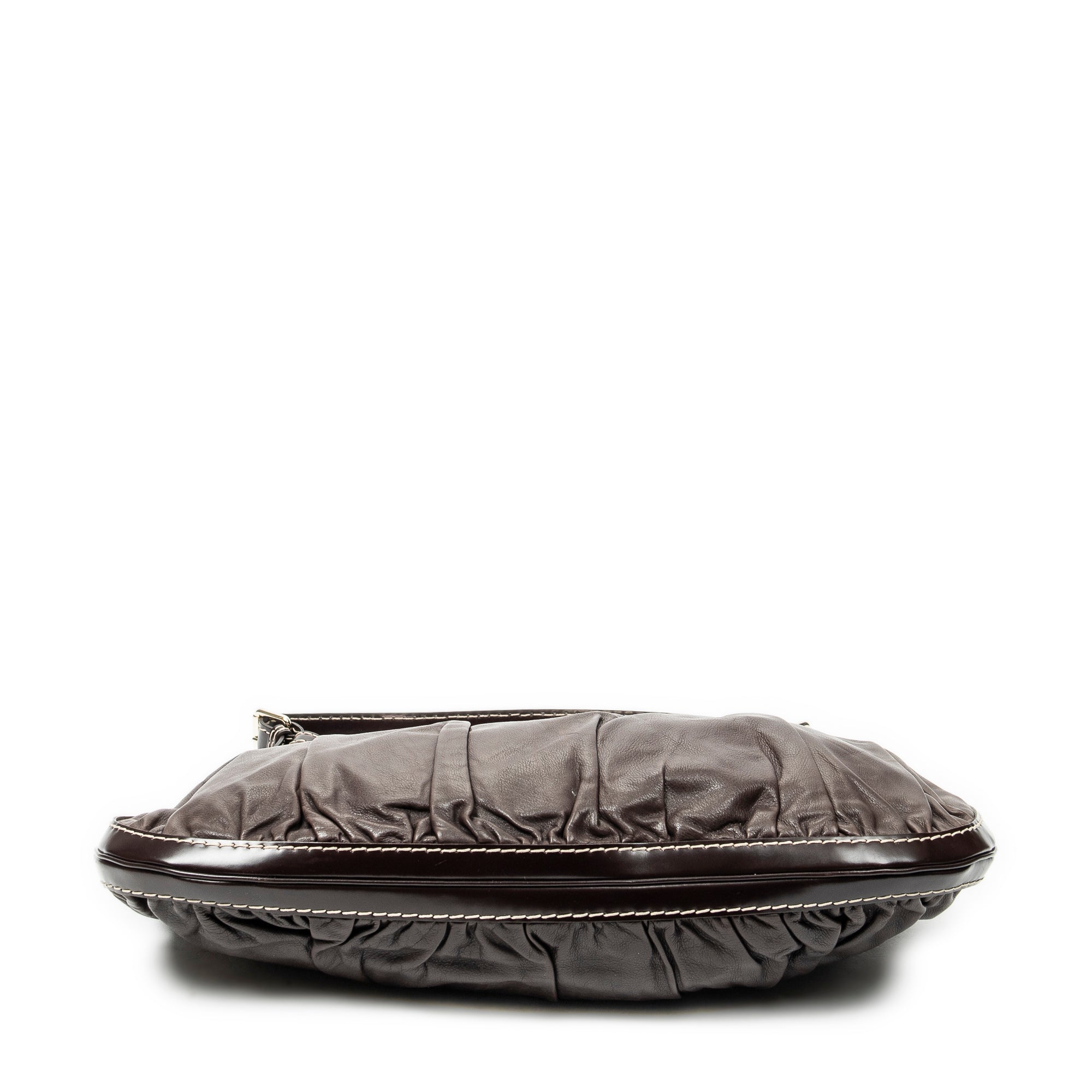 Shoulder Bag Large Queen Hobo Dark Brown Calfskin Leather