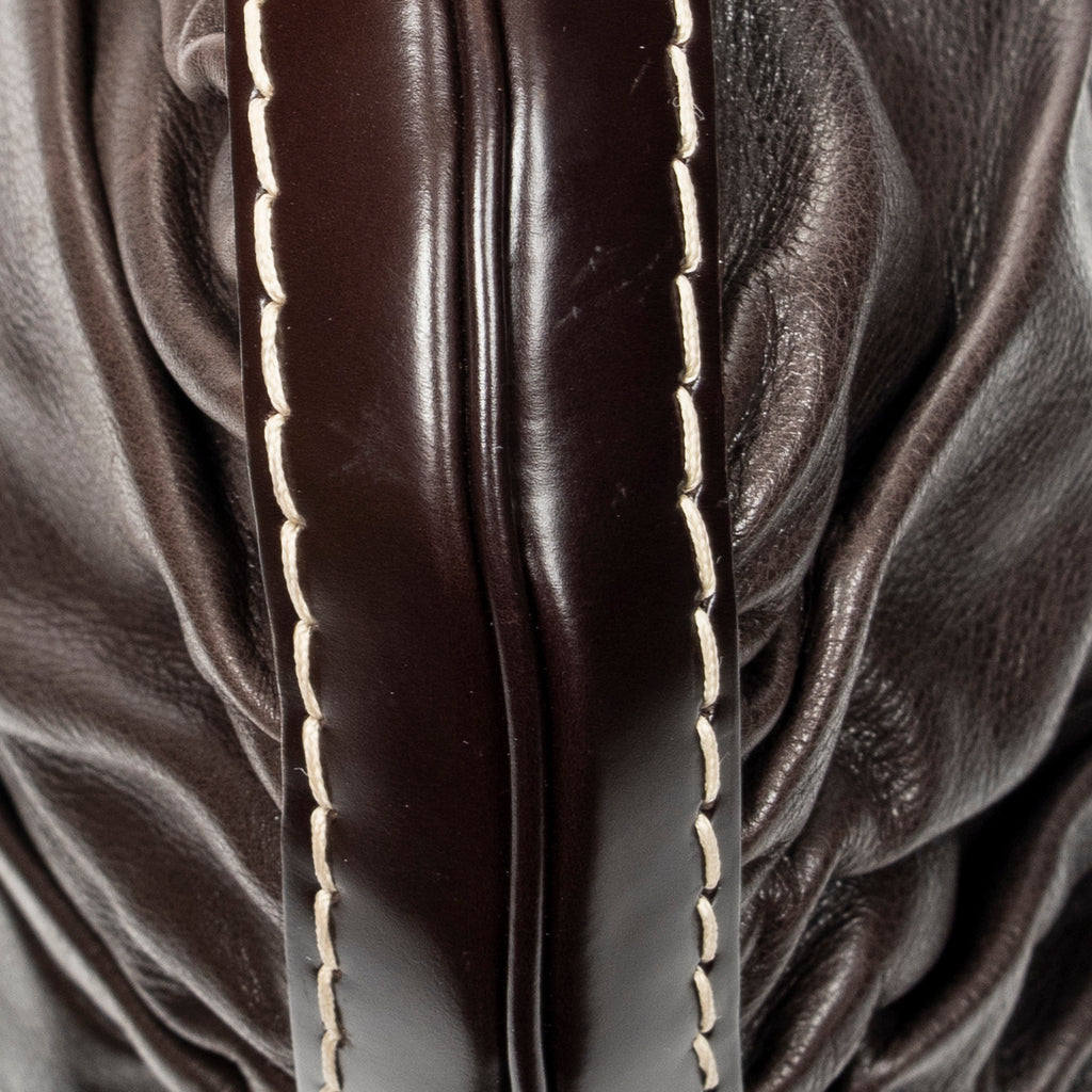 Shoulder Bag Large Queen Hobo Dark Brown Calfskin Leather