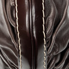 Shoulder Bag Large Queen Hobo Dark Brown Calfskin Leather