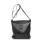 Shoulder Bag Abbey D-Ring Crossbody Black Horsebit Embossed Leather