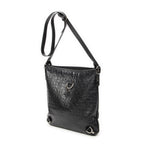 Shoulder Bag Abbey D-Ring Crossbody Black Horsebit Embossed Leather
