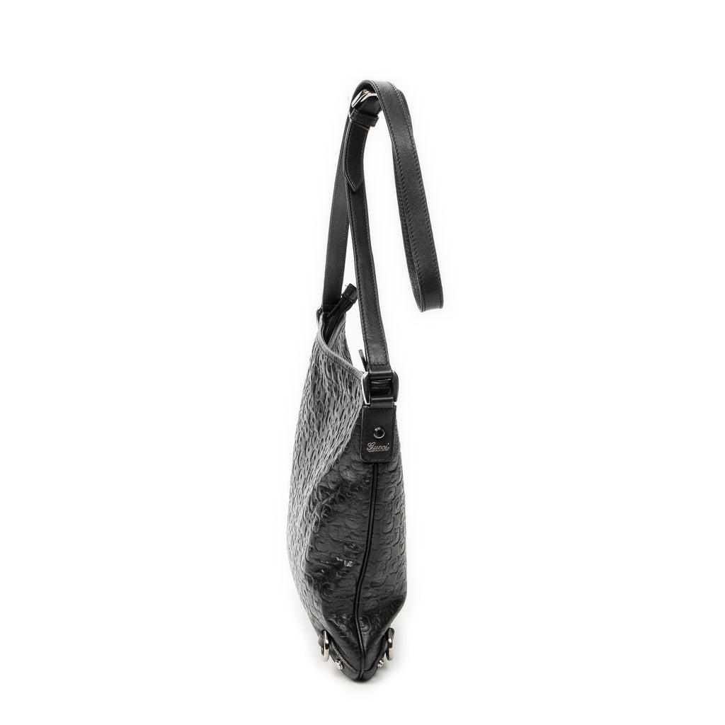 Bolso de hombro Abbey con anilla en D de piel repujada con Horsebit, negro