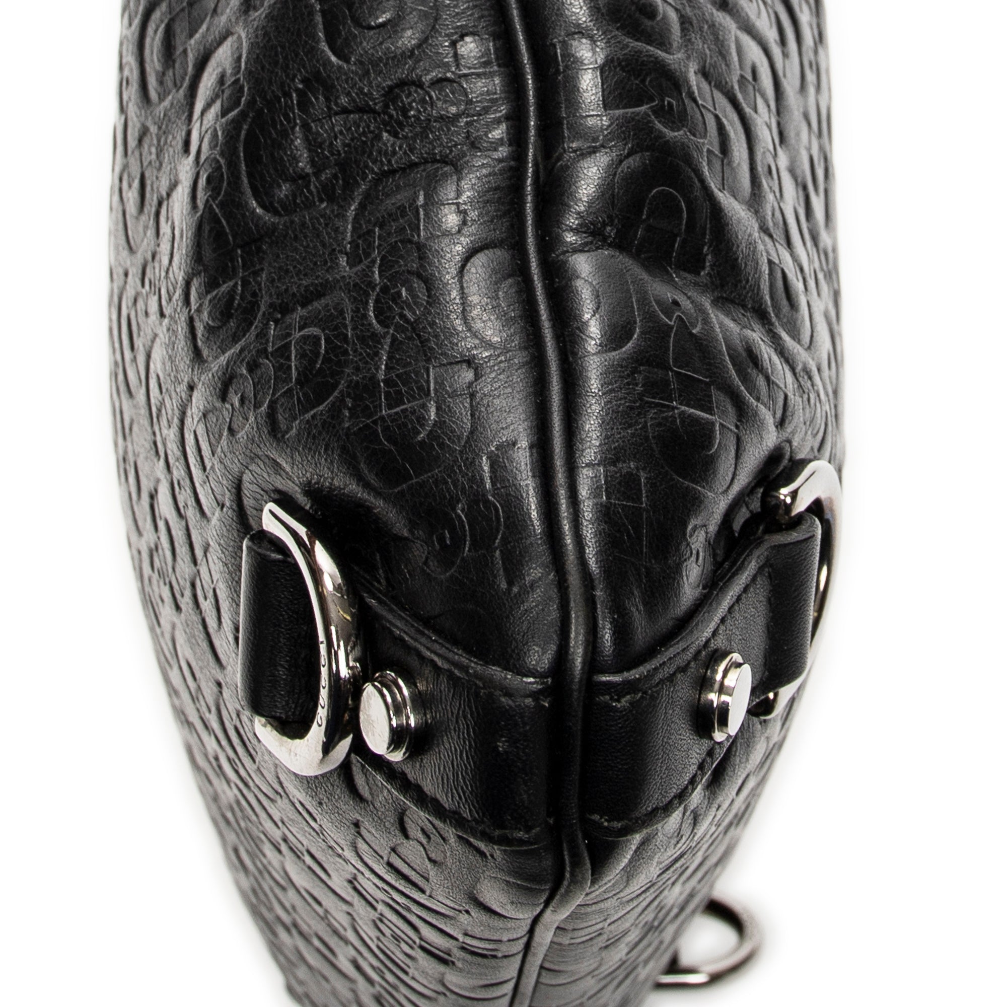 Shoulder Bag Abbey D-Ring Crossbody Black Horsebit Embossed Leather