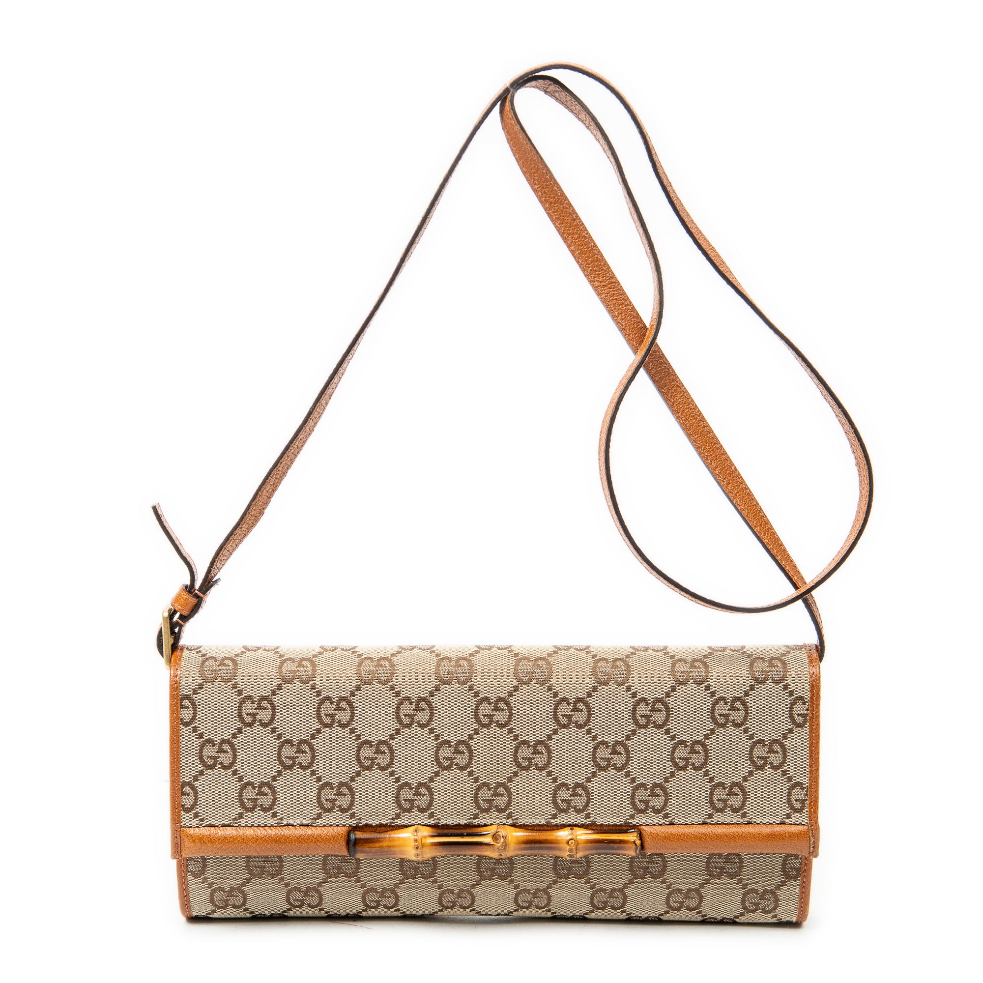 Shoulder Bag Bamboo Clutch Brown Monogrammed Canvas