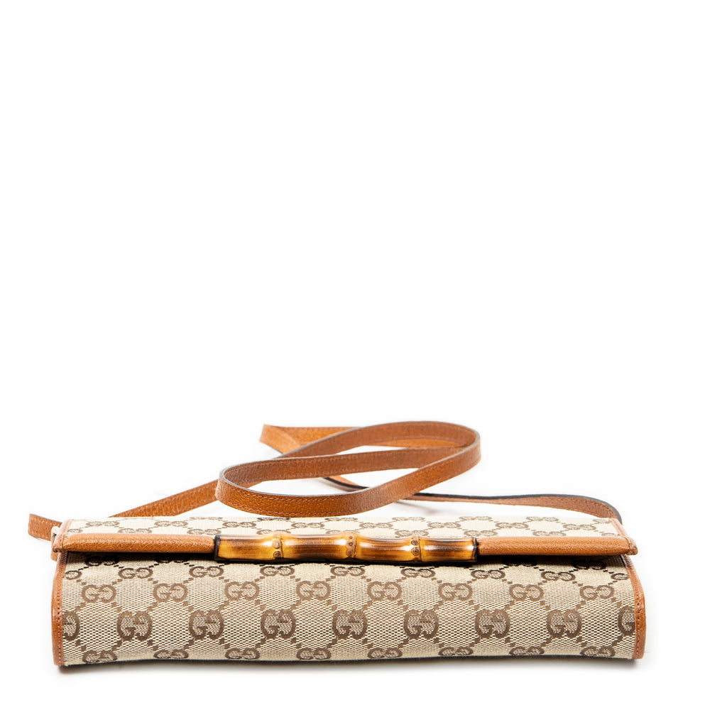 Shoulder Bag Bamboo Clutch Brown Monogrammed Canvas