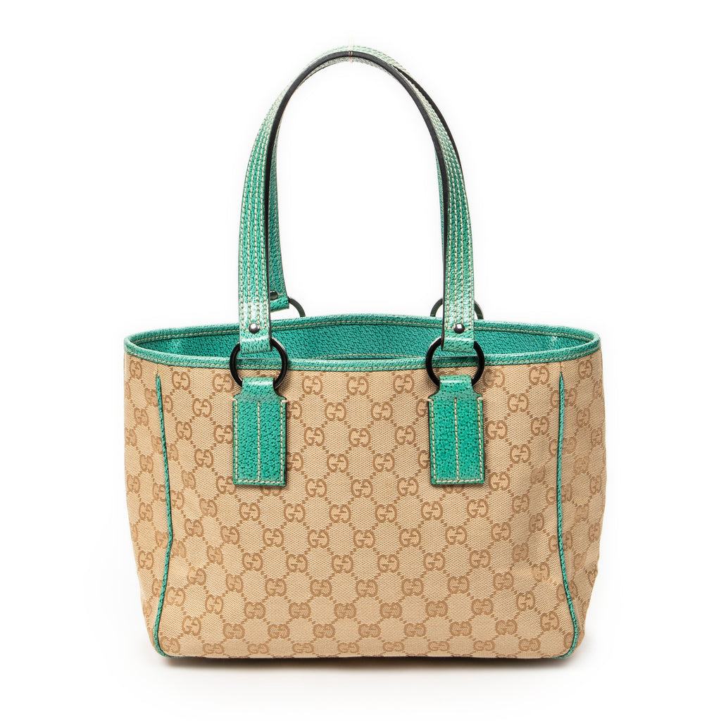 Shoulder Bag Small Shoulder Tote Teal Monogrammed Canvas