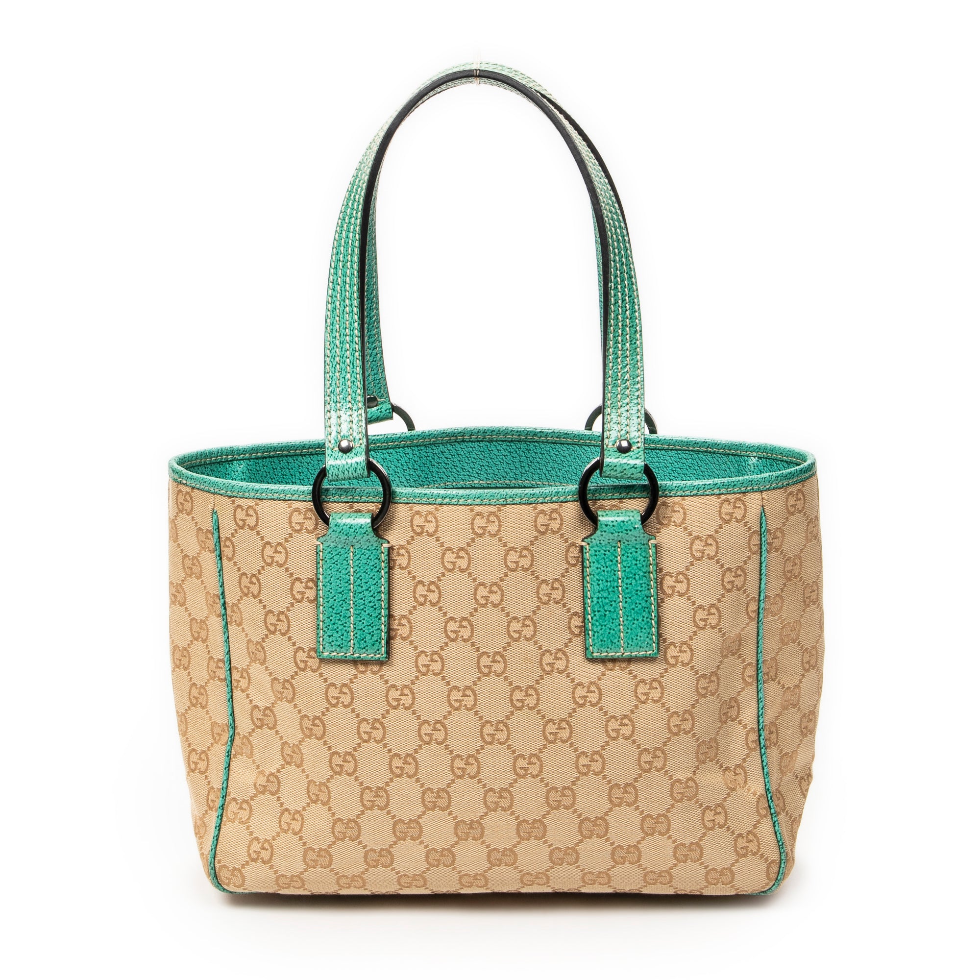 Shoulder Bag Small Shoulder Tote Teal Monogrammed Canvas