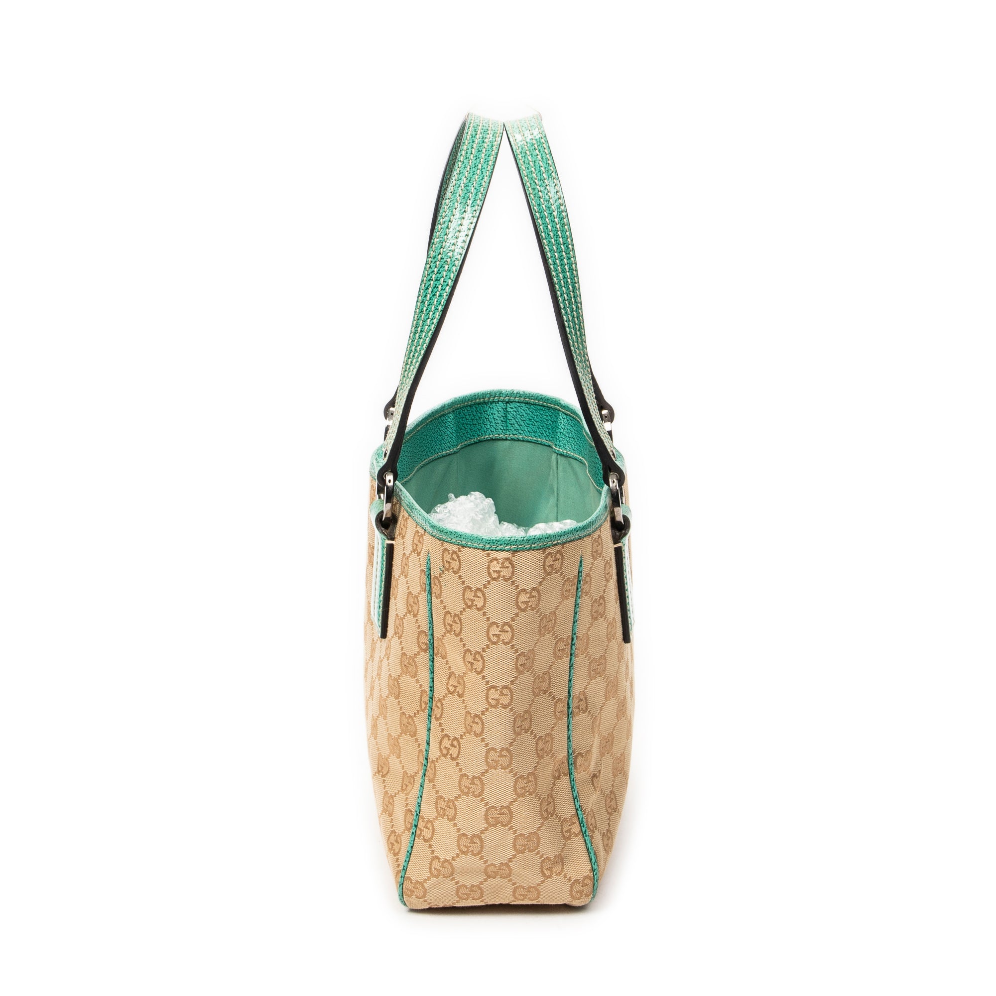 Shoulder Bag Small Shoulder Tote Teal Monogrammed Canvas